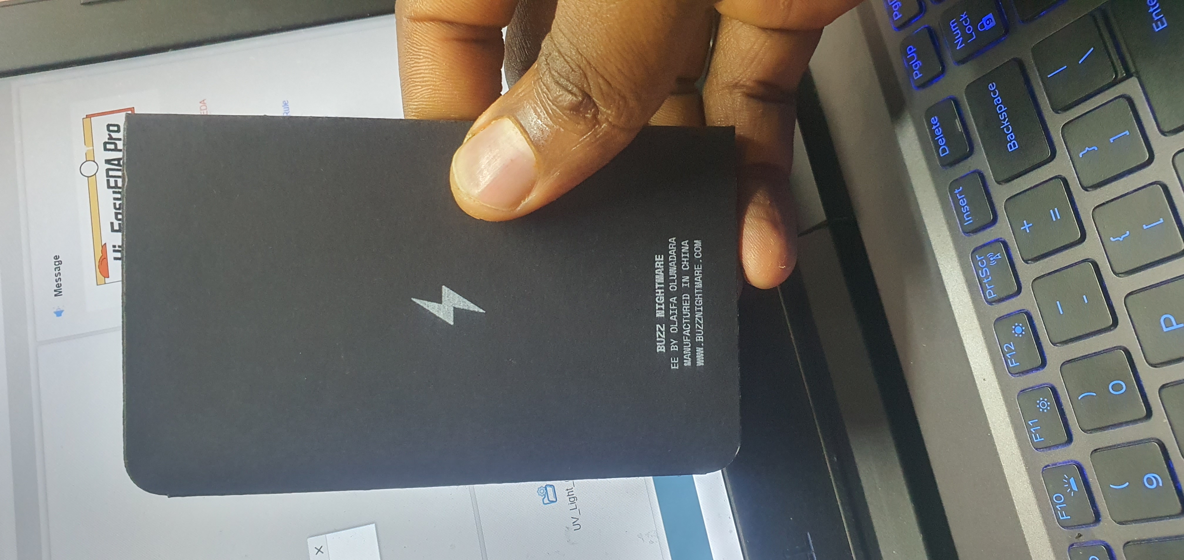 Buzz Nightmare back packaging - lightning bolt logo, 'Manufactured in China', buzznightmare.com